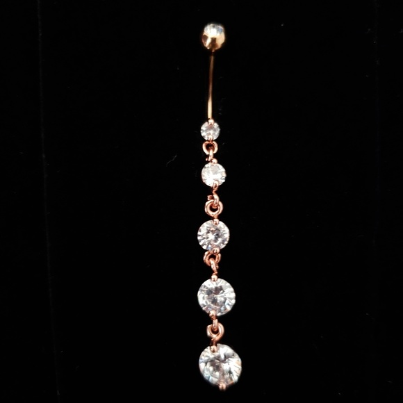 Rose Gold Dangle Belly Ring - Picture 1 of 2